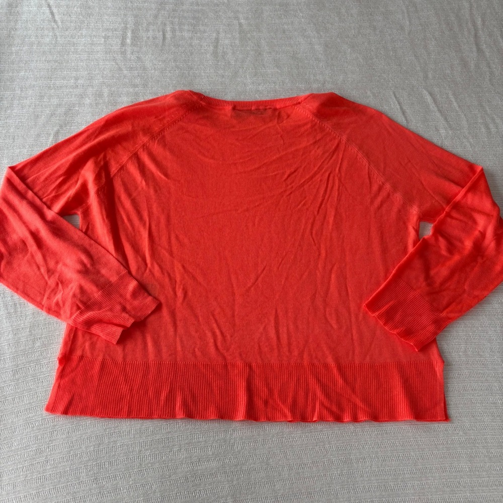 Zara Women Neon Coral Orange Raglan Knit Sweater Viscose Blend Size S Pullover - Picture 3 of 9